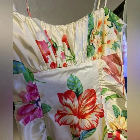 David Meister floral ruched tank dress - Picture 2 of 5